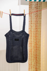 ETTU KNITTED TOTE BAG BLUE