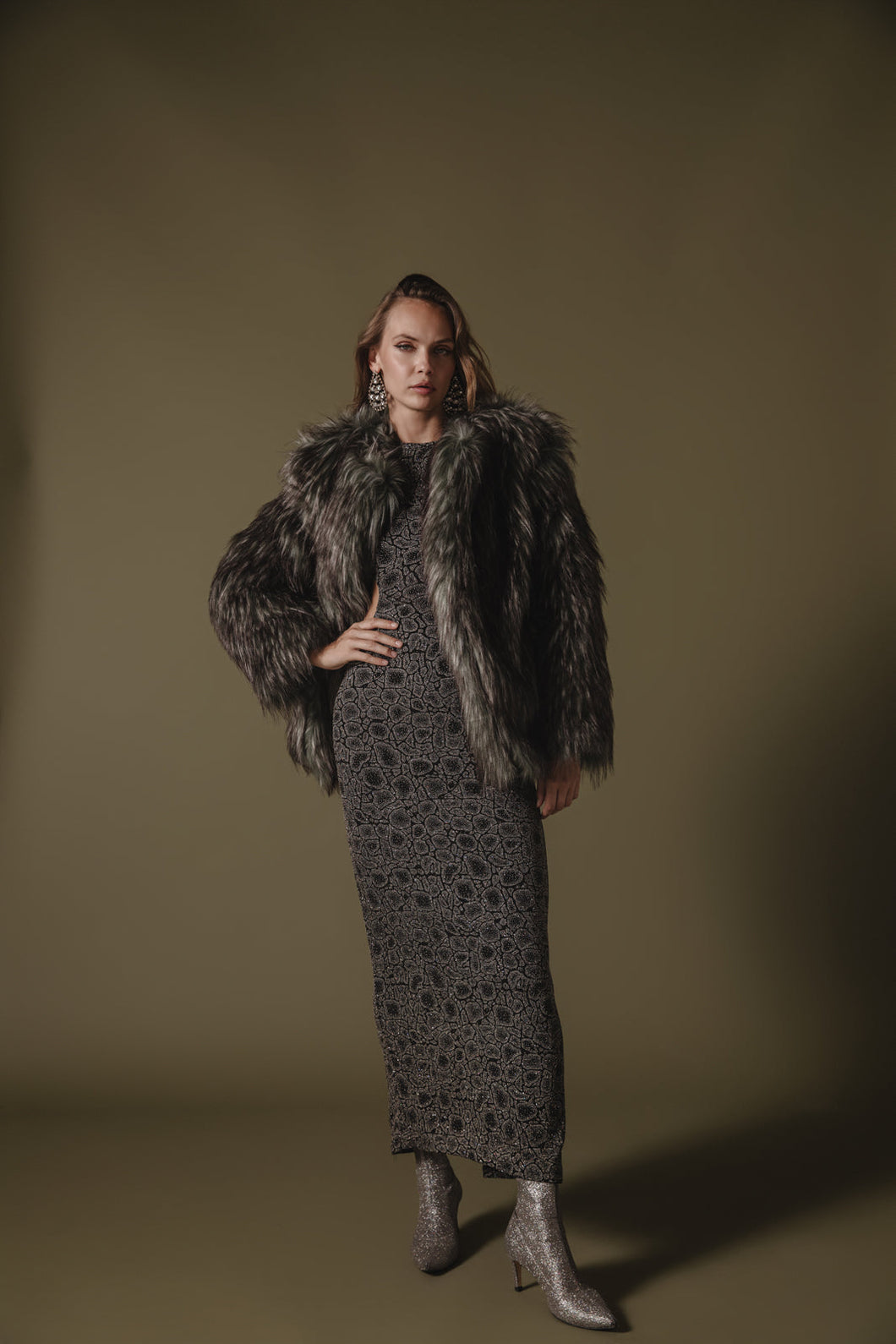 QUANAH ECO-FUR COAT GREEN