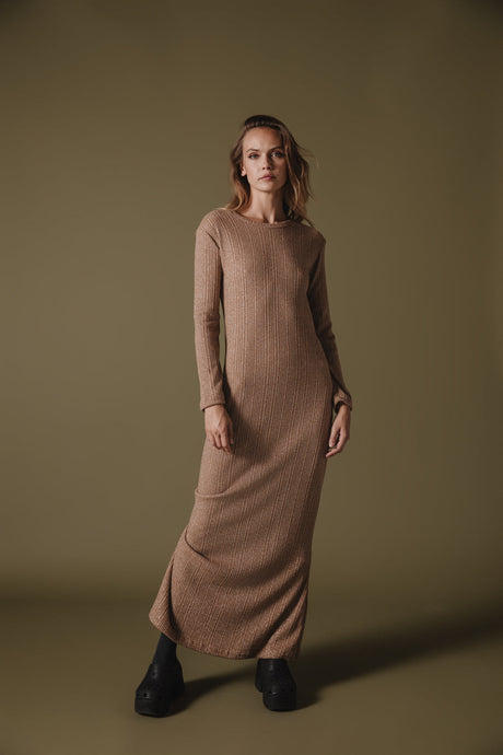 POWA KNITTED DRESS BEIGE