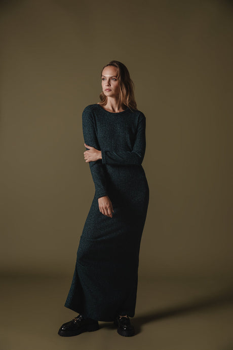 POWA KNITTED DRESS PETROL