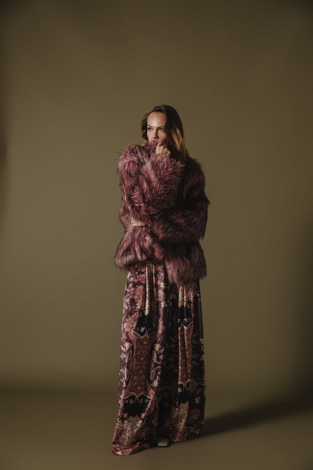 QUANAH ECO-FUR COAT BORDEAUX