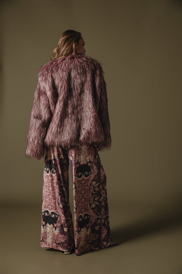 QUANAH ECO-FUR COAT BORDEAUX