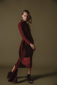 ETENIA GLITTER DRESS BORDEAUX