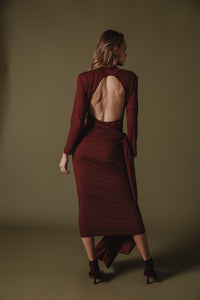 ETENIA GLITTER DRESS BORDEAUX