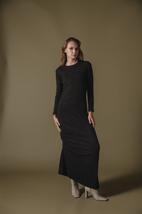 POWA KNITTED DRESS BLACK