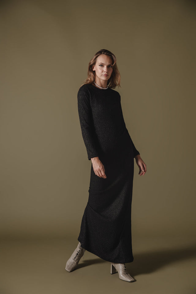 POWA KNITTED DRESS BLACK