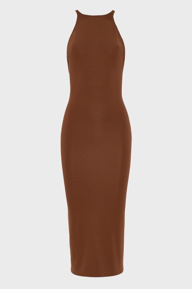 No.26 KNITTED MIDI DRESS BROWN