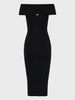FINE LINE KNITTED DRESS MIDI BLACK