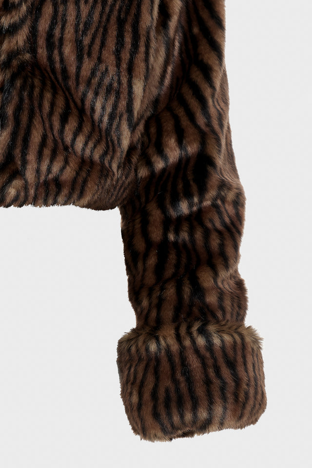 THROWBACK FUR CROPPED JACKET BROWN/BLACK