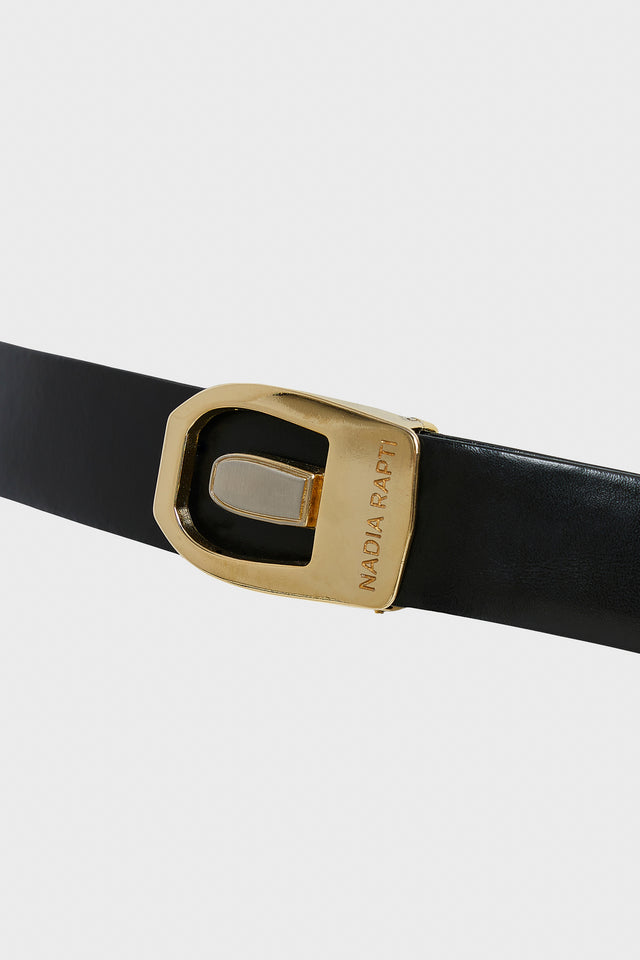 REI LEATHER BELT DOUBLE SIDED M/W BLACK