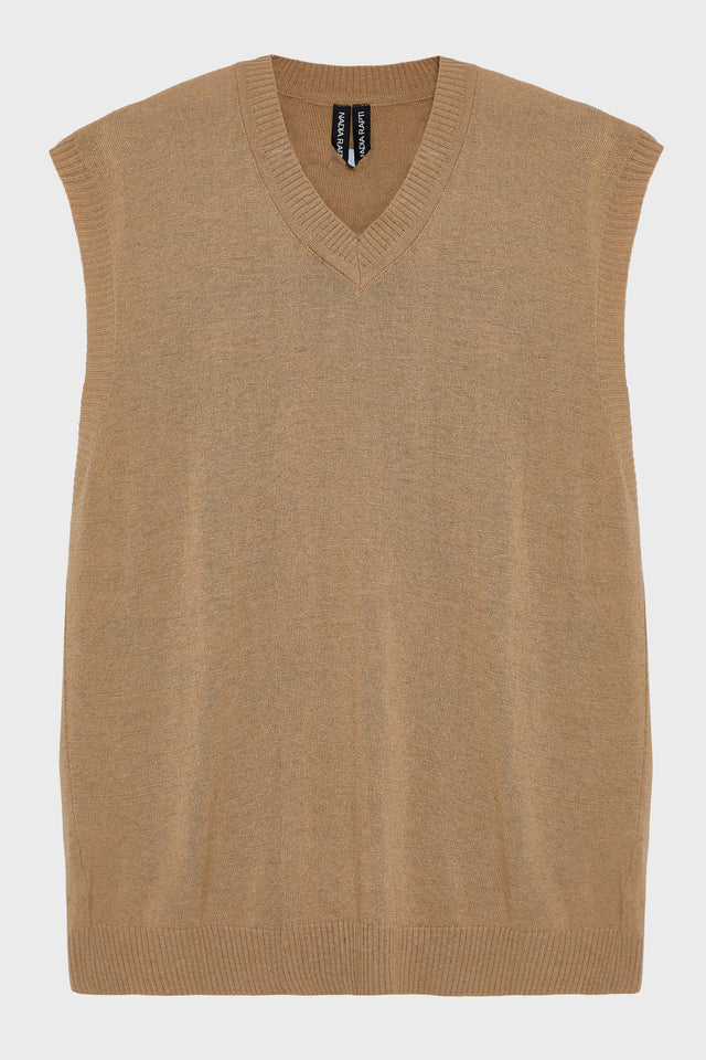 BASIC KNITTED VEST M/W CAMEL