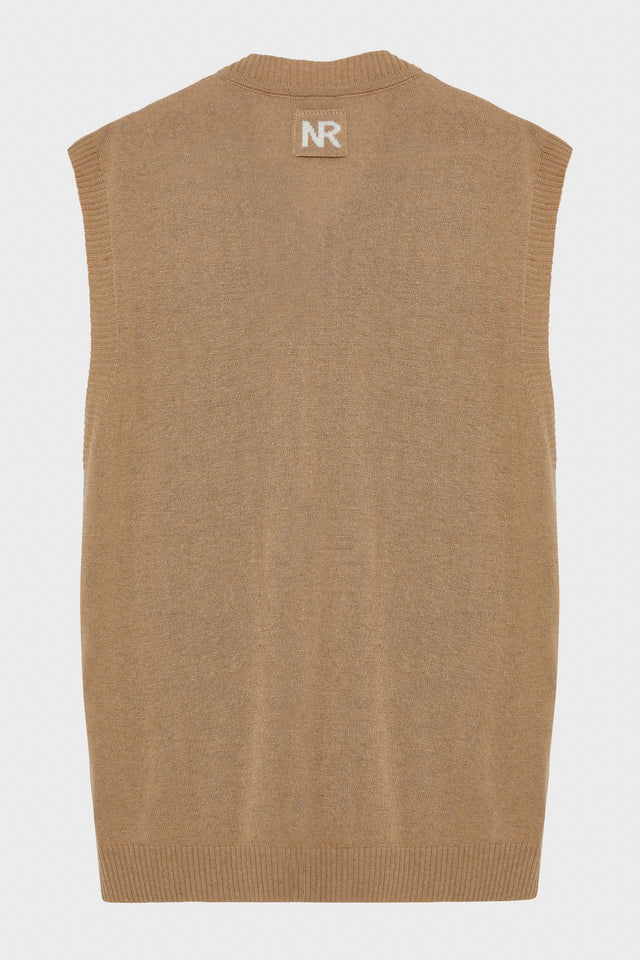 BASIC KNITTED VEST M/W CAMEL