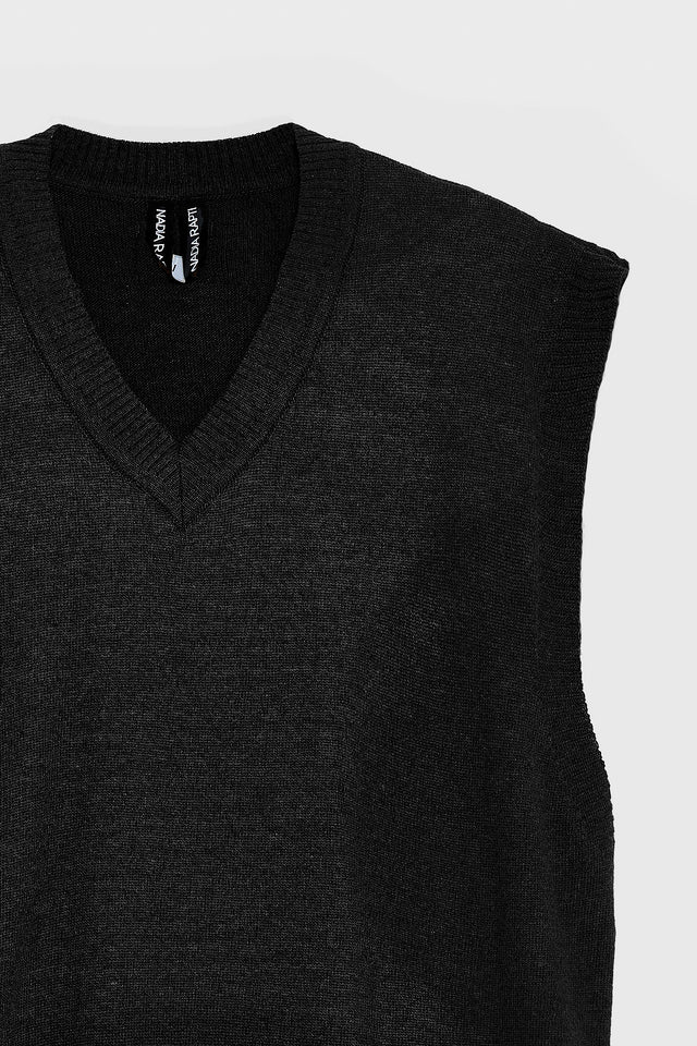 BASIC KNITTED VEST M/W BLACK