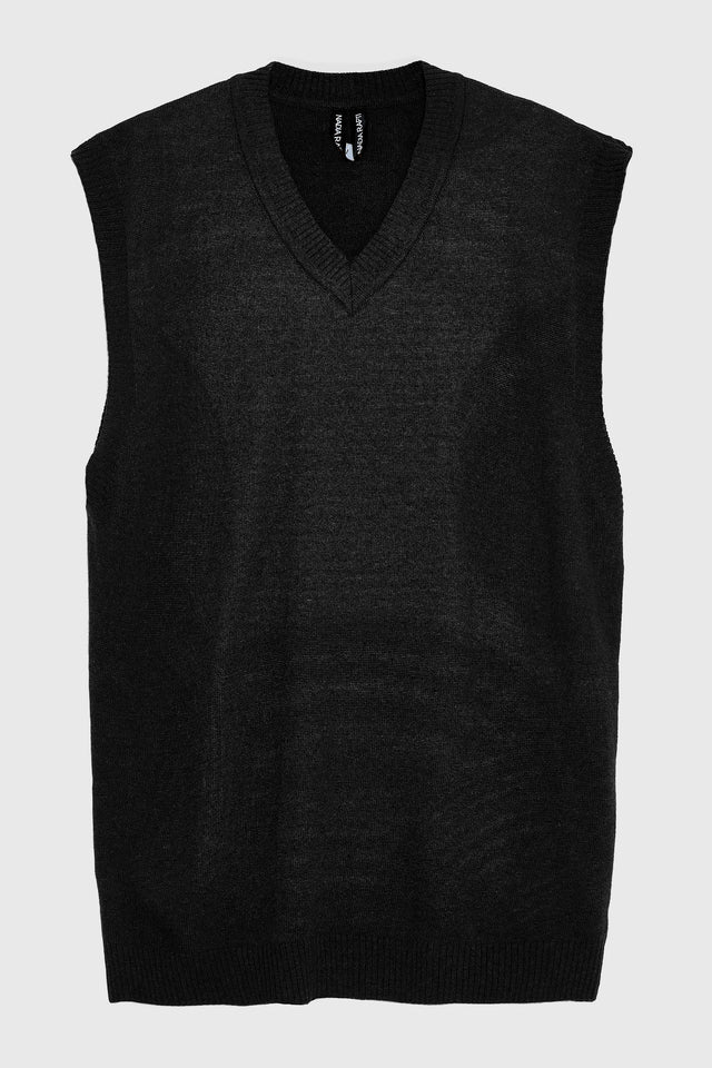 BASIC KNITTED VEST M/W BLACK