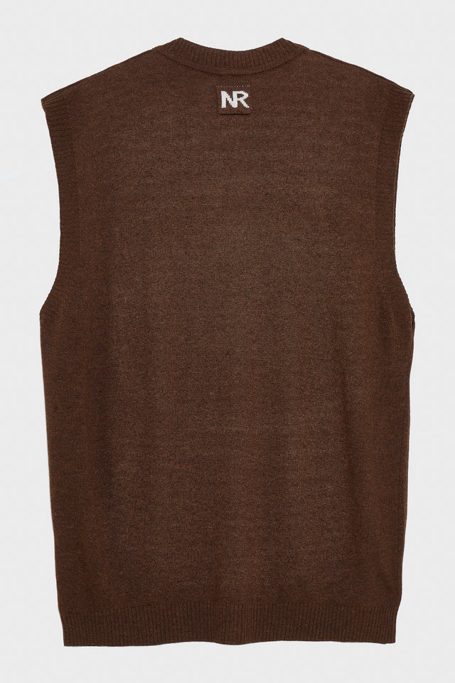 BASIC KNITTED VEST M/W BROWN