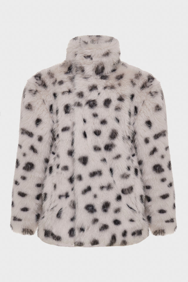SALLY FUR JACKET WHITE/BLACK