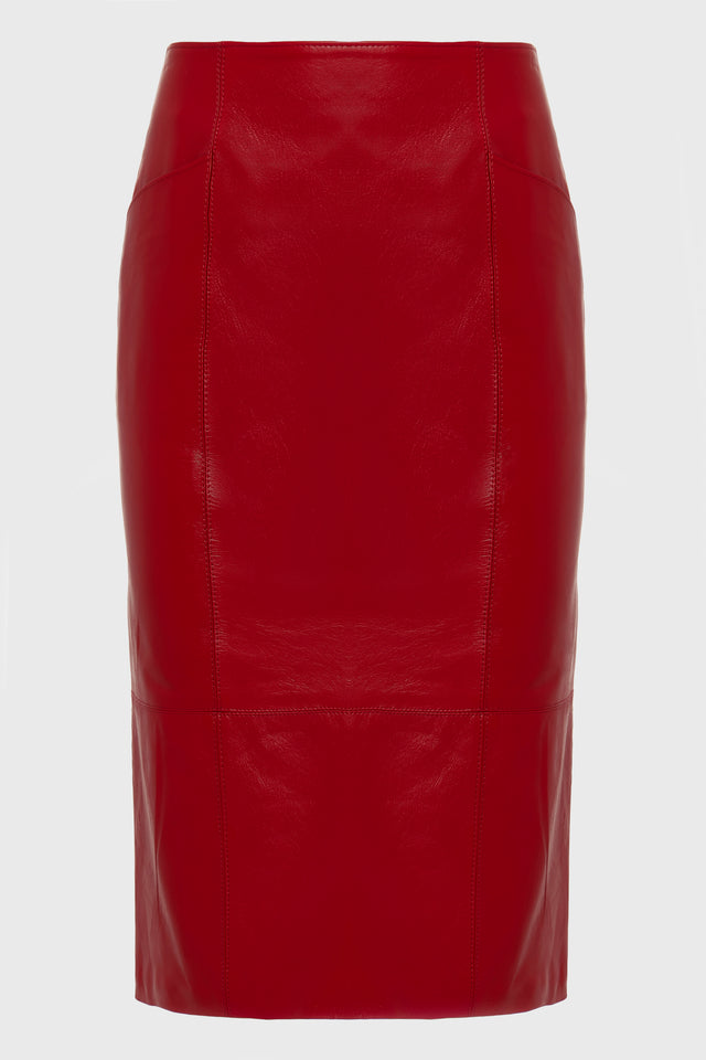 LONDON LEATHER SKIRT RED