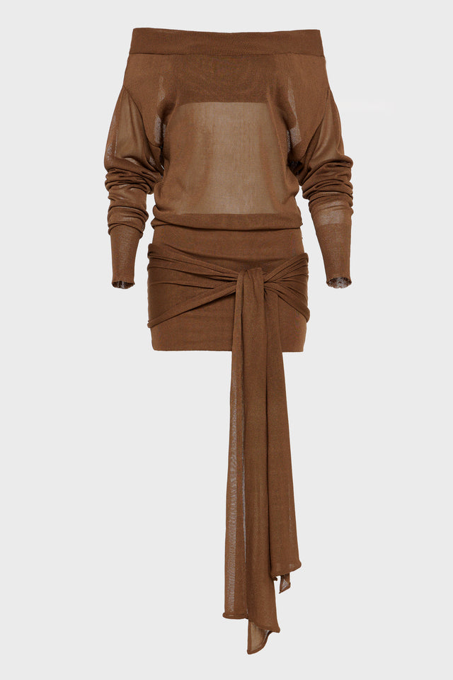 No26 KNITTED MINI DRESS BROWN