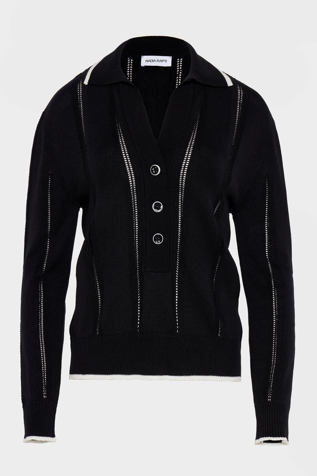 LAUREN KNITTED BLOUSE BLACK/WHITE