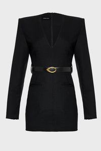 BLACK TIE LEATHER BELT
