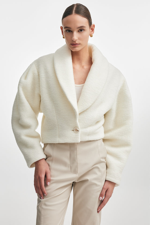 CHER CROPED JACKET ECRU