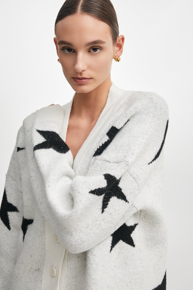 ASTROWILD KNITTED CARDIGAN WHITE/BLACK