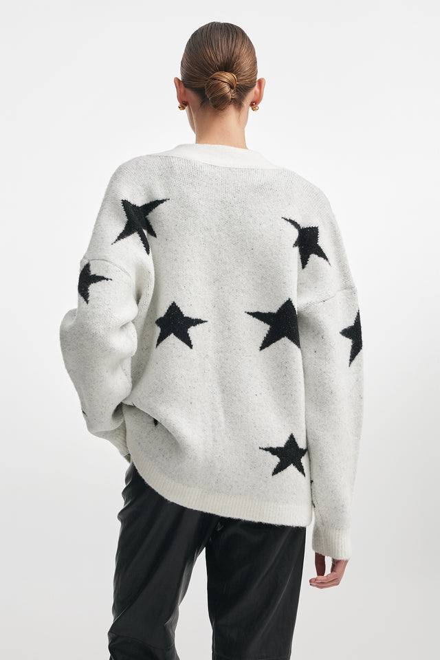 ASTROWILD KNITTED CARDIGAN WHITE/BLACK