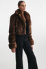 THROWBACK FUR CROPPED JACKET BROWN/BLACK