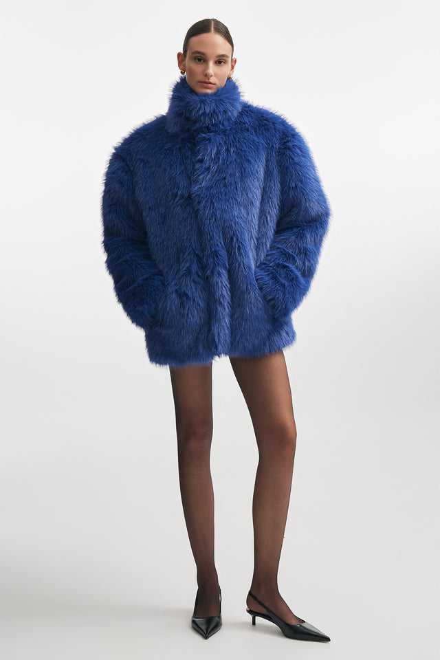 SALLY FUR JACKET BLUE