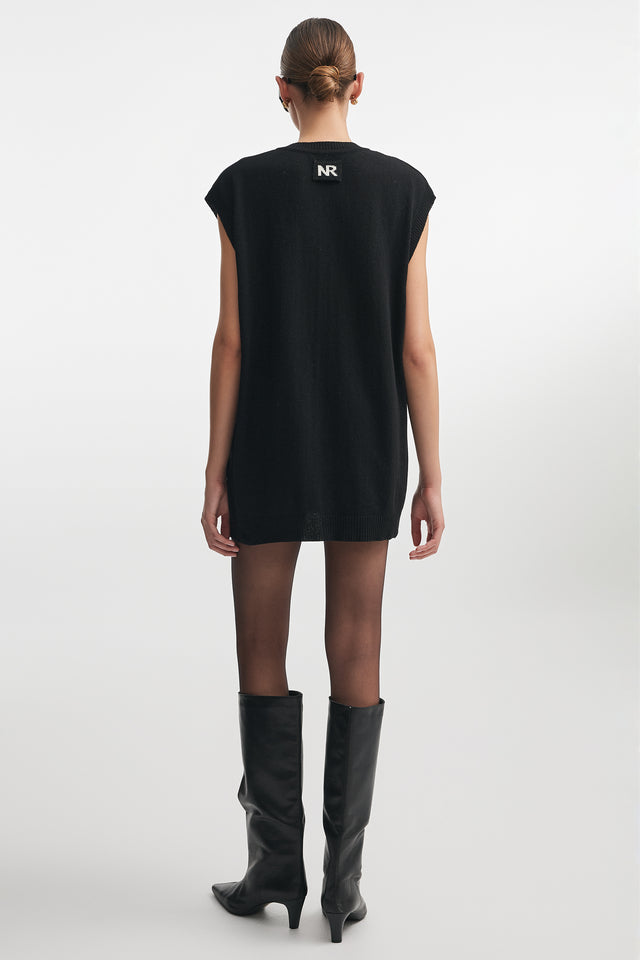 BASIC KNITTED VEST M/W BLACK