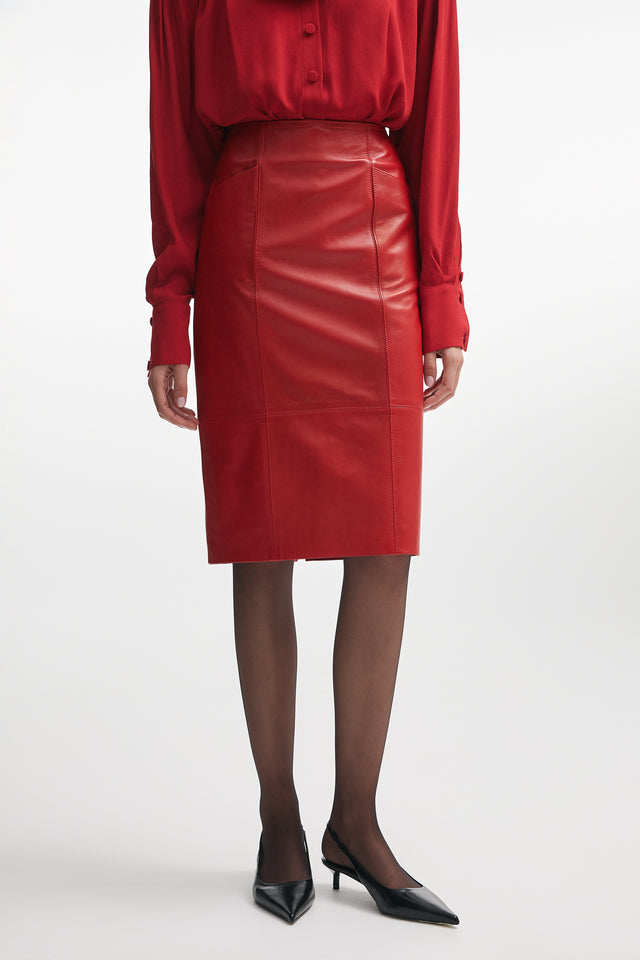 LONDON LEATHER SKIRT RED