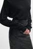 LONDON LEATHER MIDI SKIRT BLACK