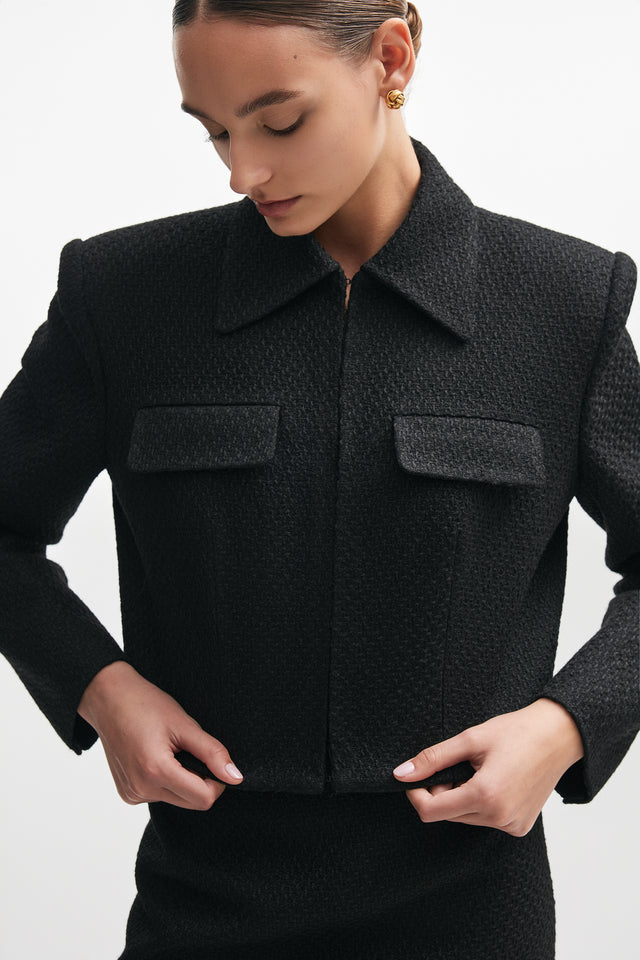 TOKYO CROPPED BLAZER BLACK