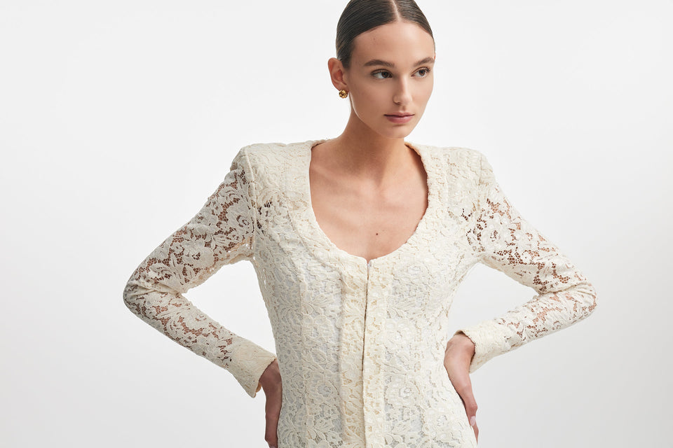 LACER MAXI DRESS ECRU