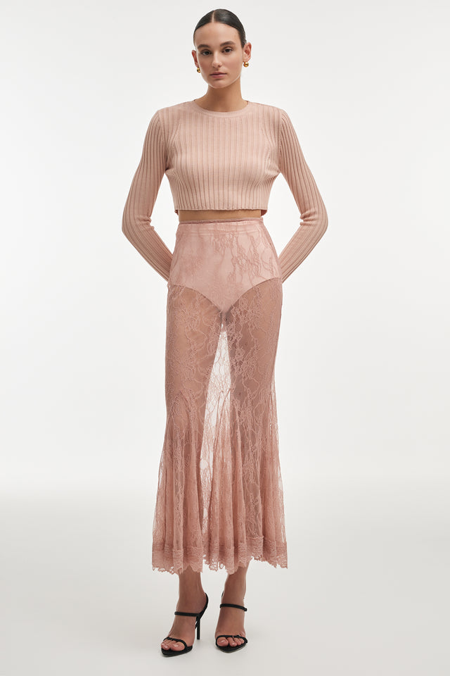 VEIL MAXI SKIRT PINK