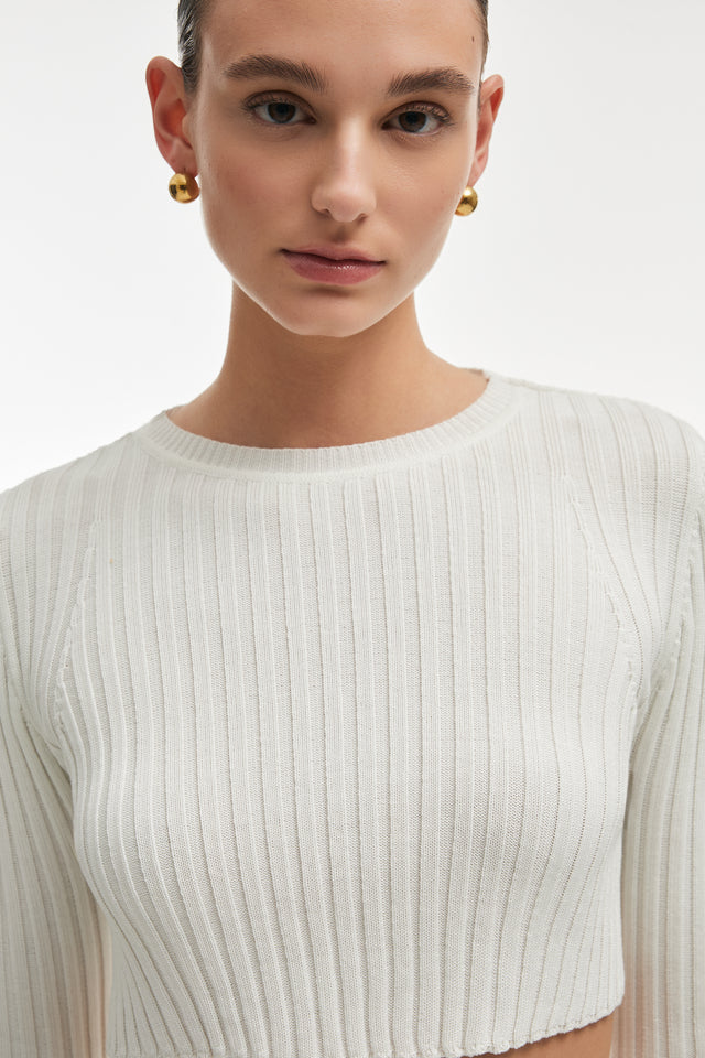 FEMME KNITTED CROP TOP WHITE
