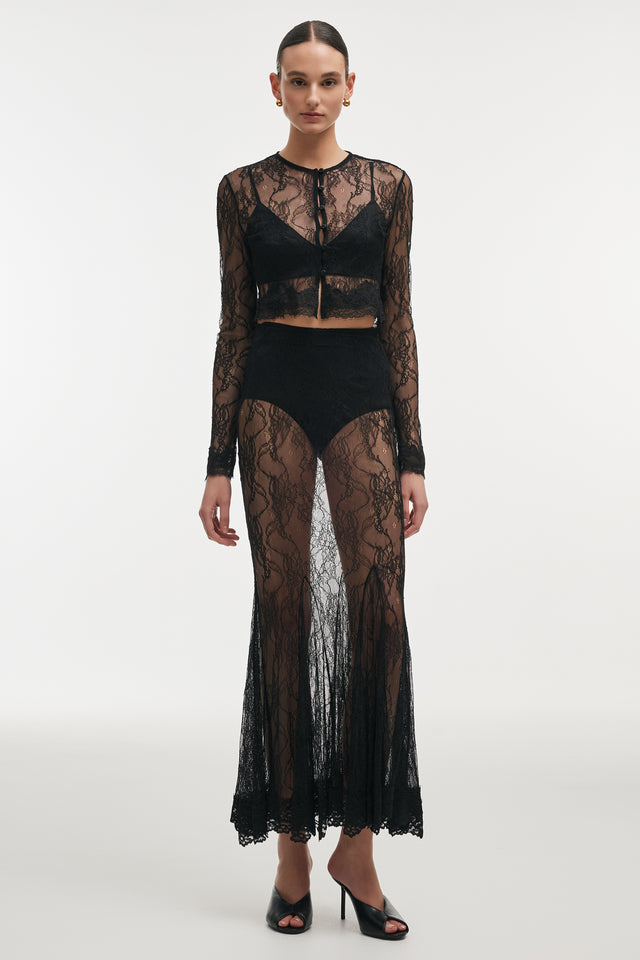 VEIL CARDIGAN TOP BLACK