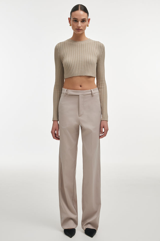 FEMME KNITTED CROP TOP GREY