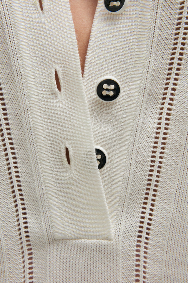 LAUREN KNITTED BLOUSE WHITE/BLACK