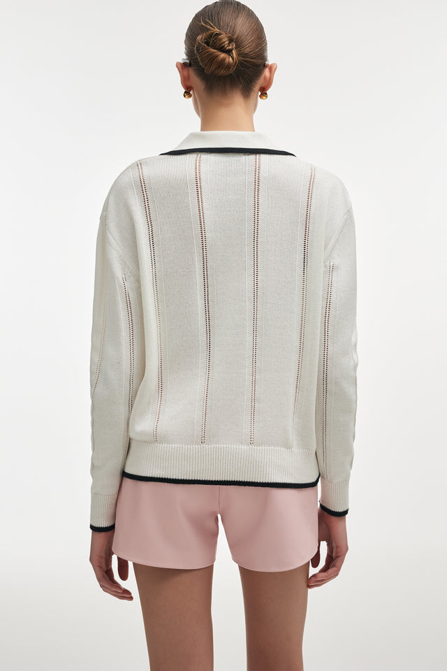 LAUREN KNITTED BLOUSE WHITE/BLACK
