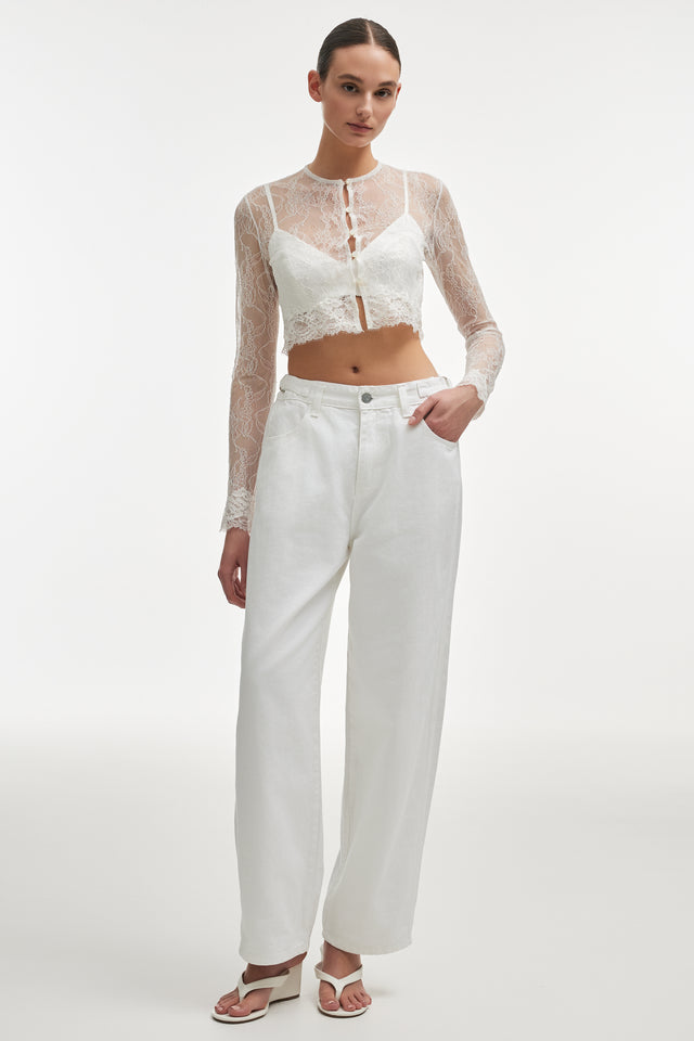 VEIL CARDIGAN TOP WHITE