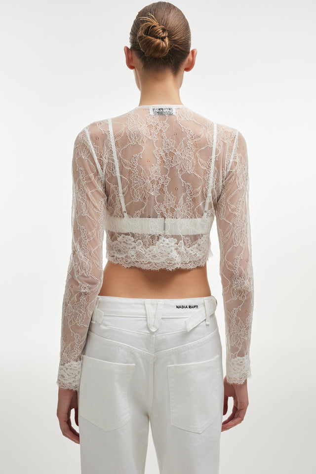 VEIL CARDIGAN TOP WHITE