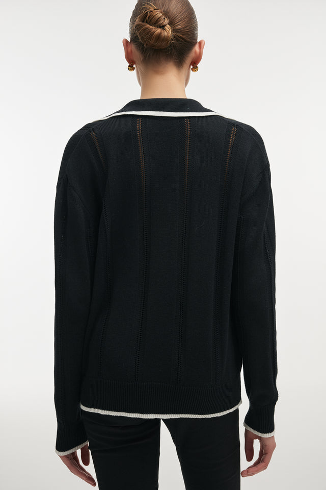 LAUREN KNITTED BLOUSE BLACK/WHITE