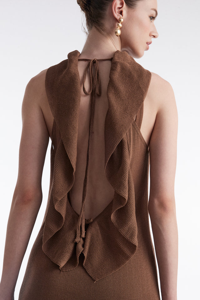 No.26 KNITTED MIDI DRESS BROWN