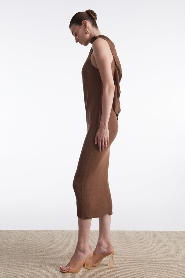 No.26 KNITTED MIDI DRESS BROWN