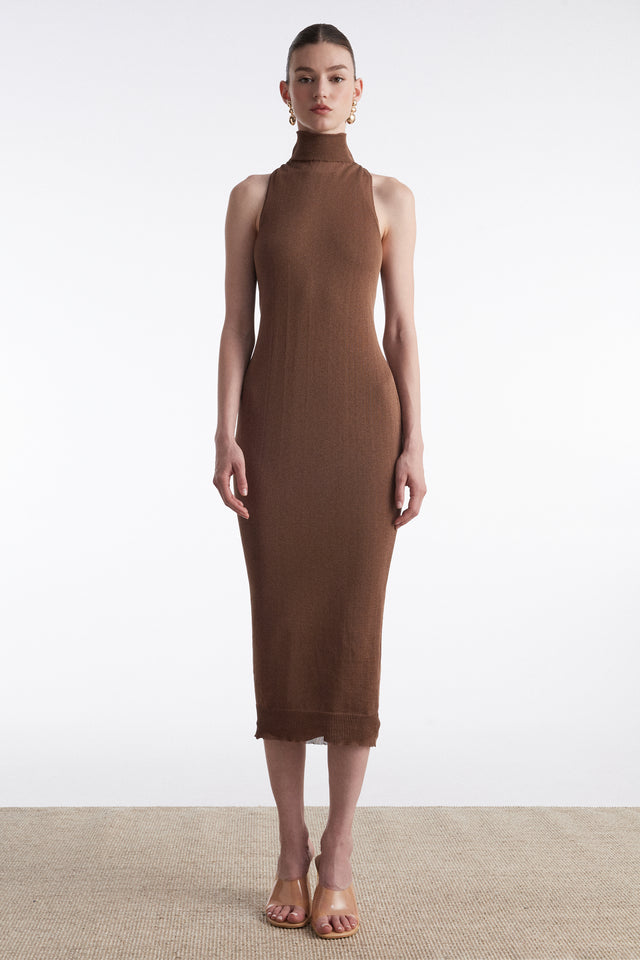 No.26 KNITTED MIDI DRESS BROWN