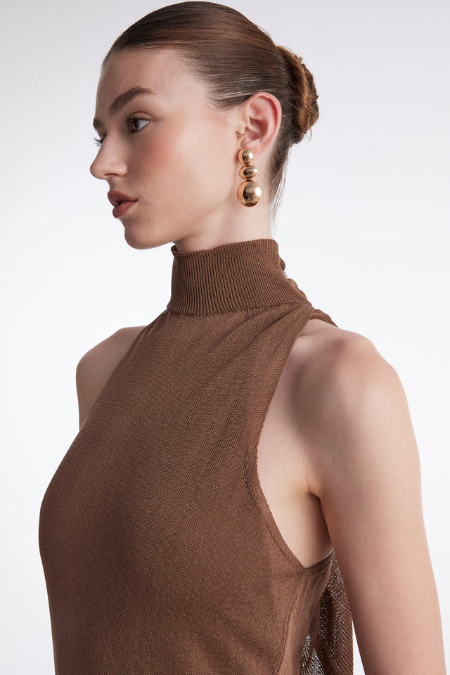No.26 KNITTED MIDI DRESS BROWN