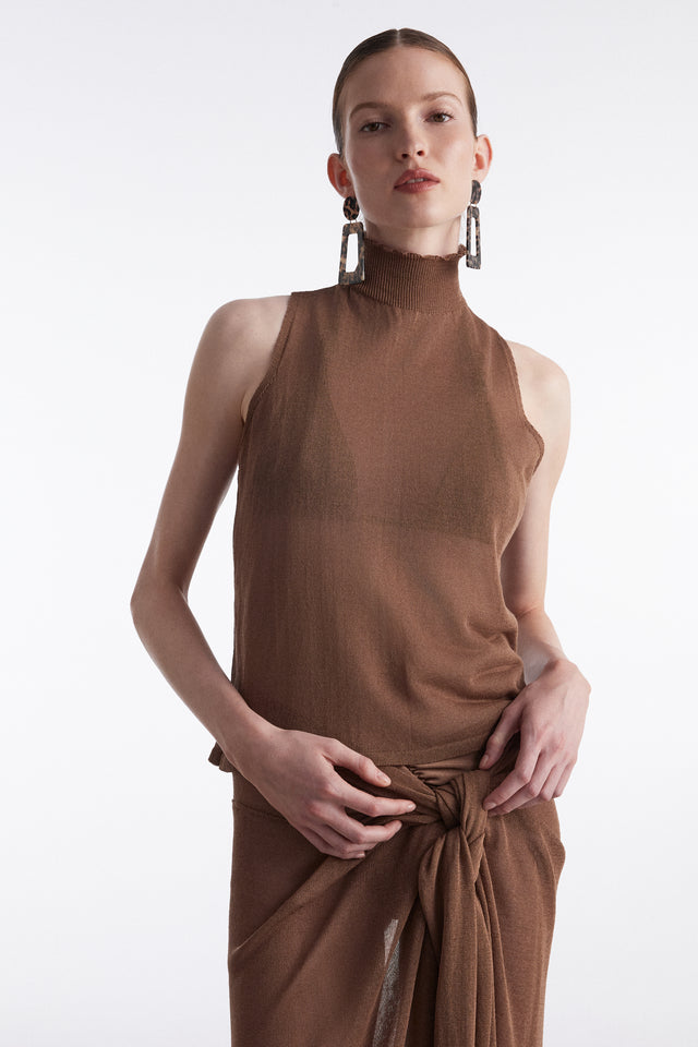 No.26 KNITTED TOP BROWN