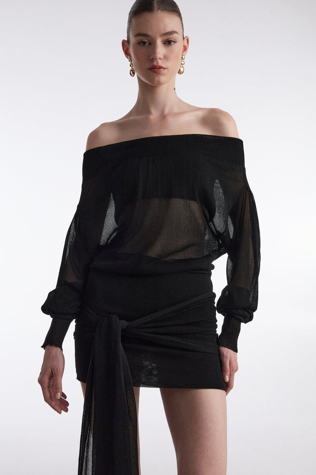 No26 KNITTED MINI DRESS BLACK