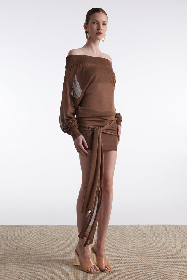 No26 KNITTED MINI DRESS BROWN